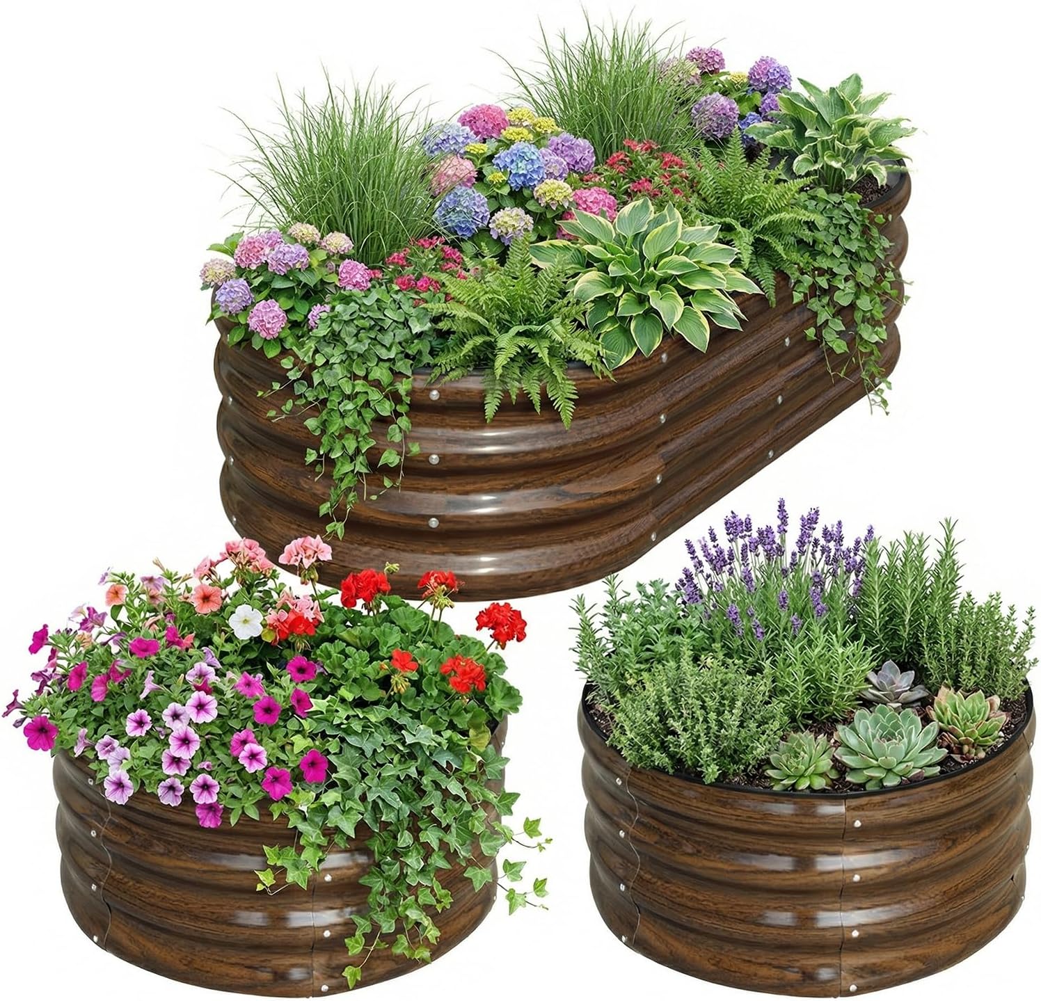 Raised Garden Bed - 3-Pack Galvanized Steel Raised Garden Bed
